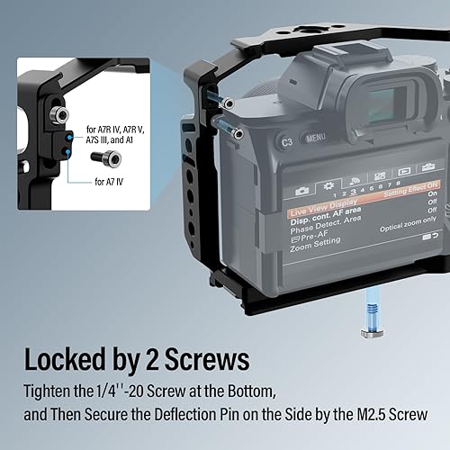 Miniatura 3 de SIRUI Jaula de cámara para Sony A7R V, A7 IV, A7R IV, A7 S III, A1 con placa QR 2 en 1 para ArcaManfrotto, base tipo arco buitin, AM-7A-CT