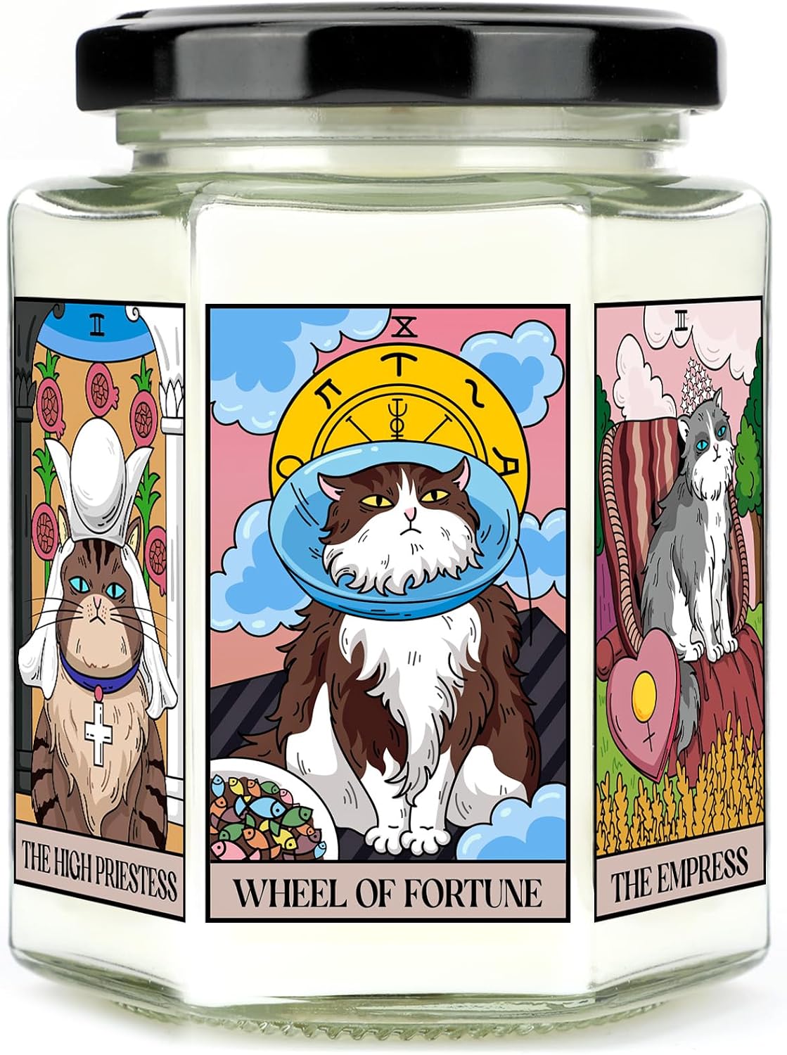 Gifts for Women-Best Friend Birthday Gift for Female-Astrology Gift for Friends-Witchy Gifts for Sister-Funny Candles for Her,Sister,Mom,BFF-Tarot Cat Lavender Candles-8oz Candle Jars
