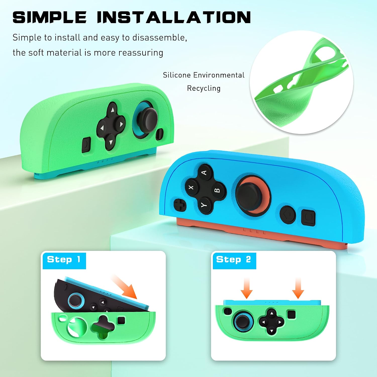 FANPL Silicone Case for Nintendo Switch 2 Joycon Controller, Protective Cover for Joycons 2 Soft Shell, Comfortable Ergonomic & Easy Installation - Thickened Version (Blue-Green) image 3