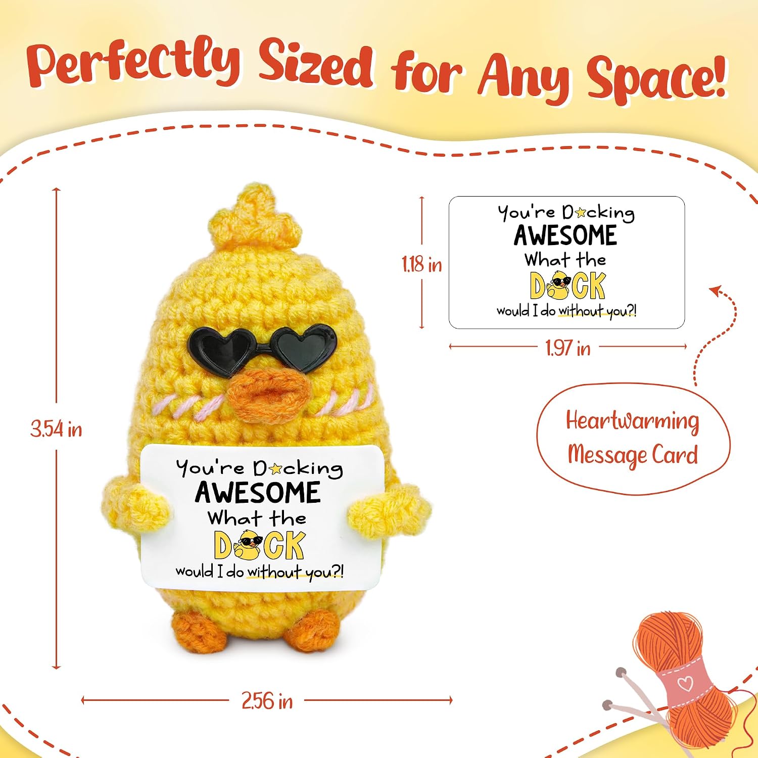 OASSIE Thank You Gifts for Coworker Men Women - Funny Positive Crochet Duck