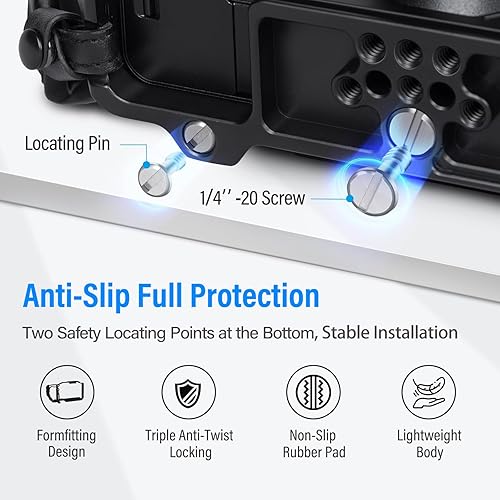 Miniatura 6 de SIRUI X-H2 X-H2S - Jaula para cámara con correa para muñeca, carcasa de aluminio para FUJIFILM X-H2X-H2S con riel NATO, placa QR para Arca, zapata