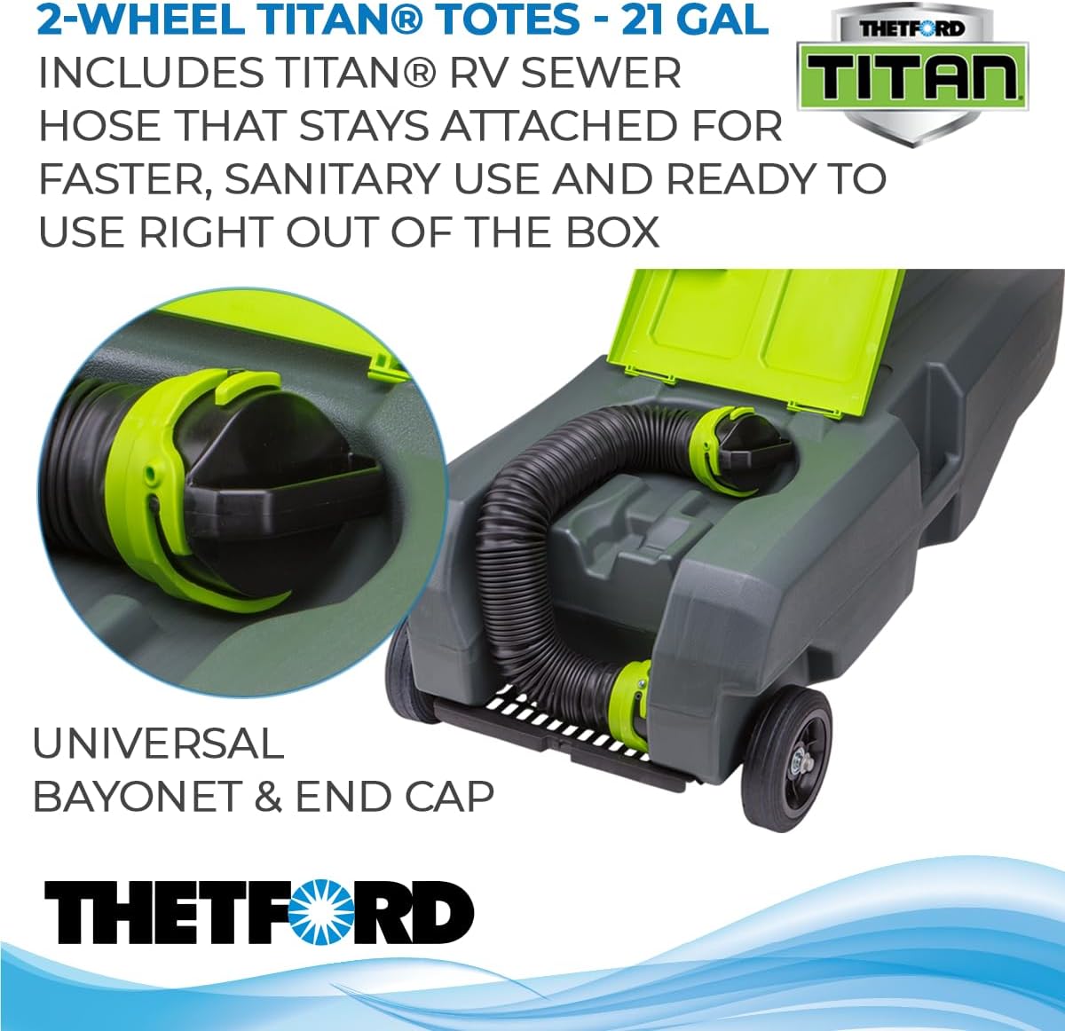 Thetford 40953 2-Wheel Titan Tote - 21 Gallon