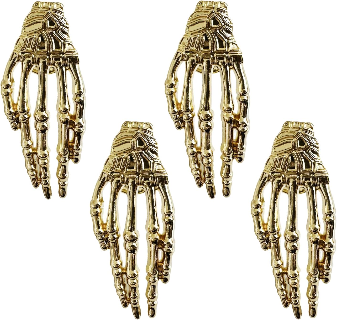 4PCS Skeleton Claw Cabinets Knobs,Zinc Alloy Cabinet Handle with Screws,for Kitchen Bedroom Furniture (Silver)