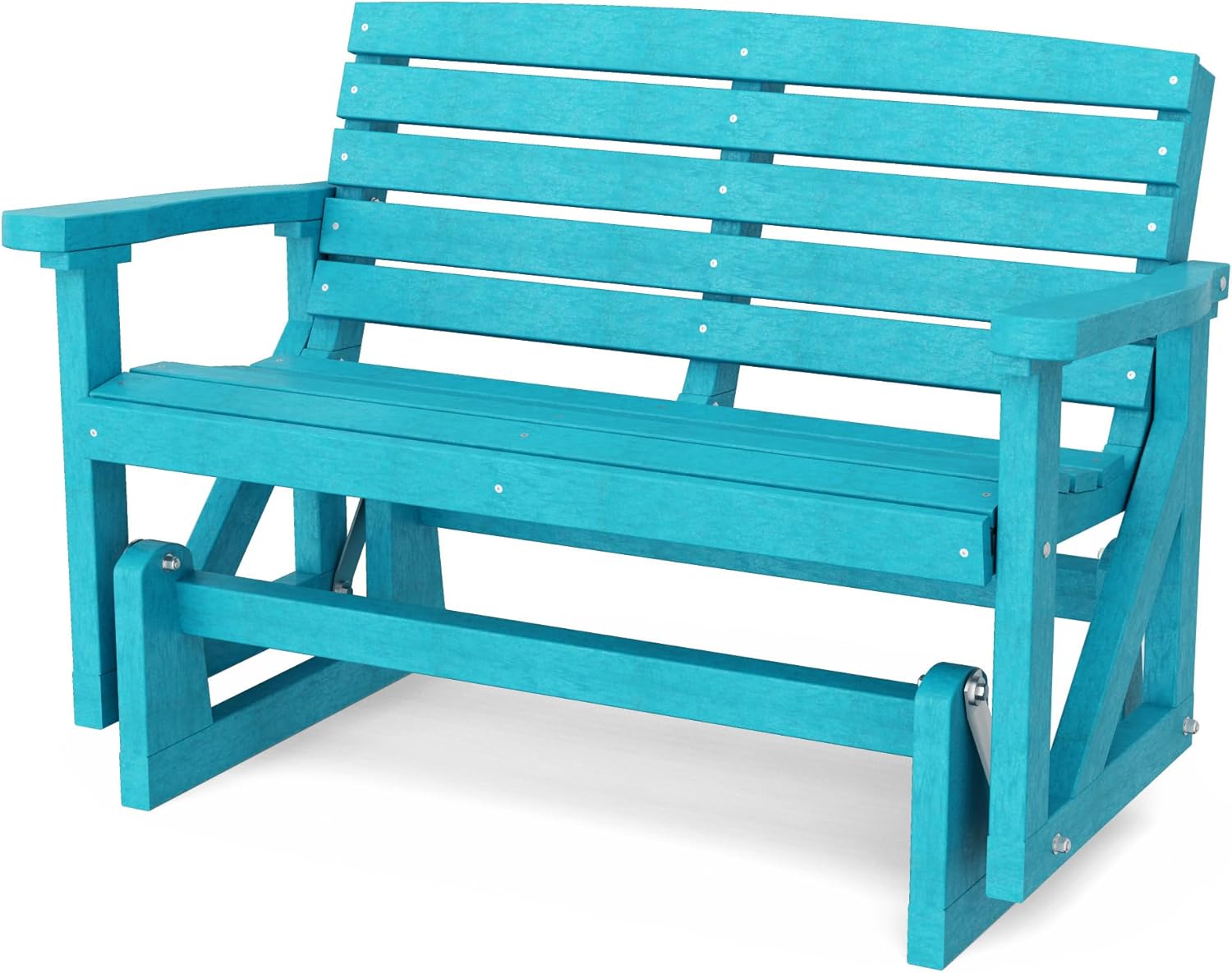 Wildridge Classic Glider, Turf Green - Outdoor Weather Resistant Recycled HDPE Glider for Porch, Patio, Deck