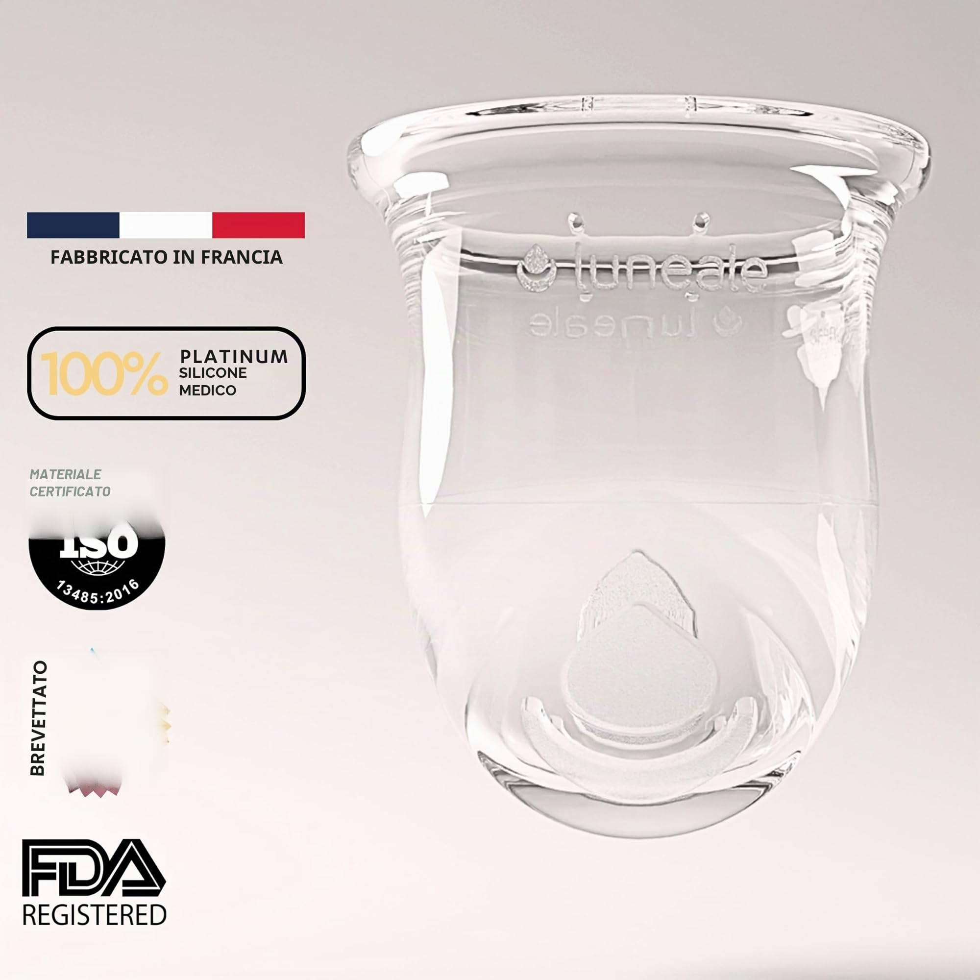 La Cup Luneale - coppetta mestruale - design ergonomico esclusivo creato con ostetriche - fabbricazione francese - 100% silicone medico al platino (L - Flusso abbondante/molto abondante)