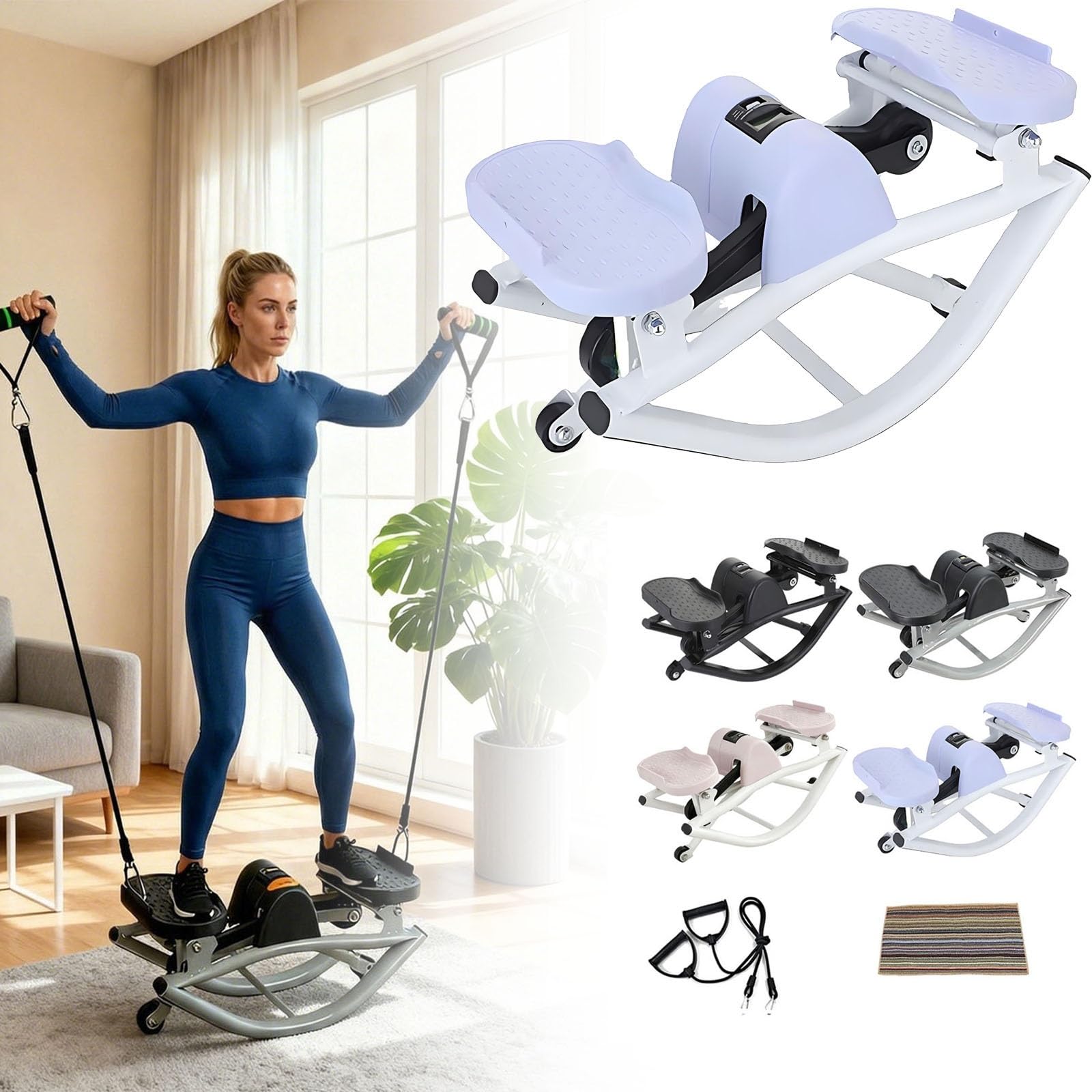Rock Stepper Side to Side, Rock Stepper Machine for Exercise at Home Workout - Home Fitness Equipment for Leg Glute ABS Rocking Stepper for Home Apartment Dorm Office Cardio Training(Purple)