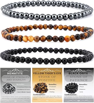 NCB 2.3-Piece 4mm Natural Crystal Gemstone Stretch Bracelets Handmade Reiki Energy Healing Jewelry for Meditation,Yoga, Unisex