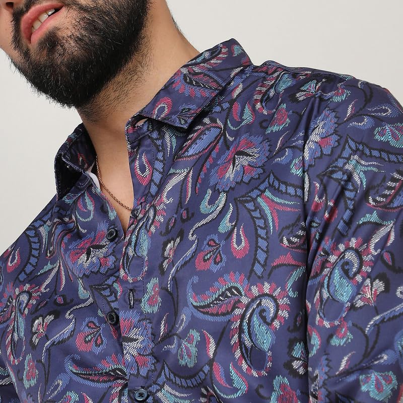 Image of CAHOOT Men's Twisted Crease Shirt for Casual Wear | Spread Collar | Long Sleeve | Button Closure | Shirt Crafted with Comfort Fit for Everyday Wear