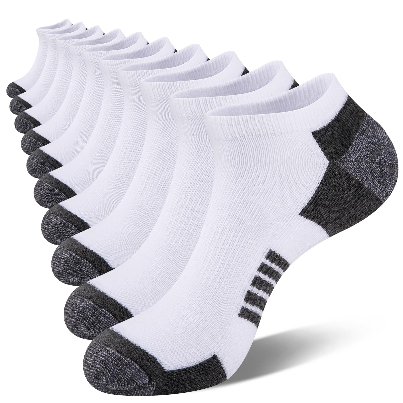 COOVAN 10 Pairs Mens Ankle Socks Men 10 Pack Low Cut Comfort Cushion Casual Socks