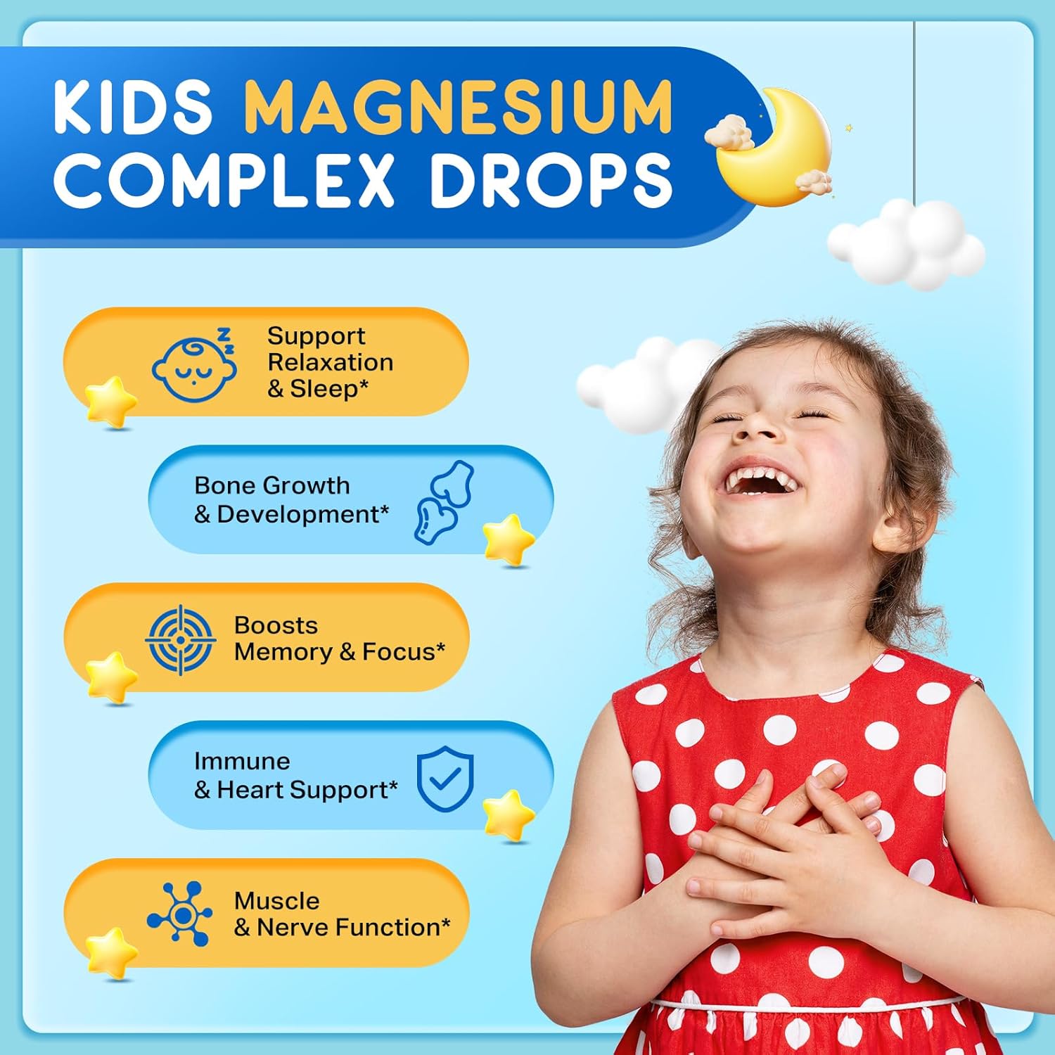 Kids Magnesium Liquid Drops - Magnesium Glycinate Liquid for Kids, Magnesium Supplement with L-Theanine, Calcium, Zinc, Vitamin D3 K2 for Sleep Calm Relaxation Brain Bones, Pineapple Flavor 2 Fl Oz - Image 3