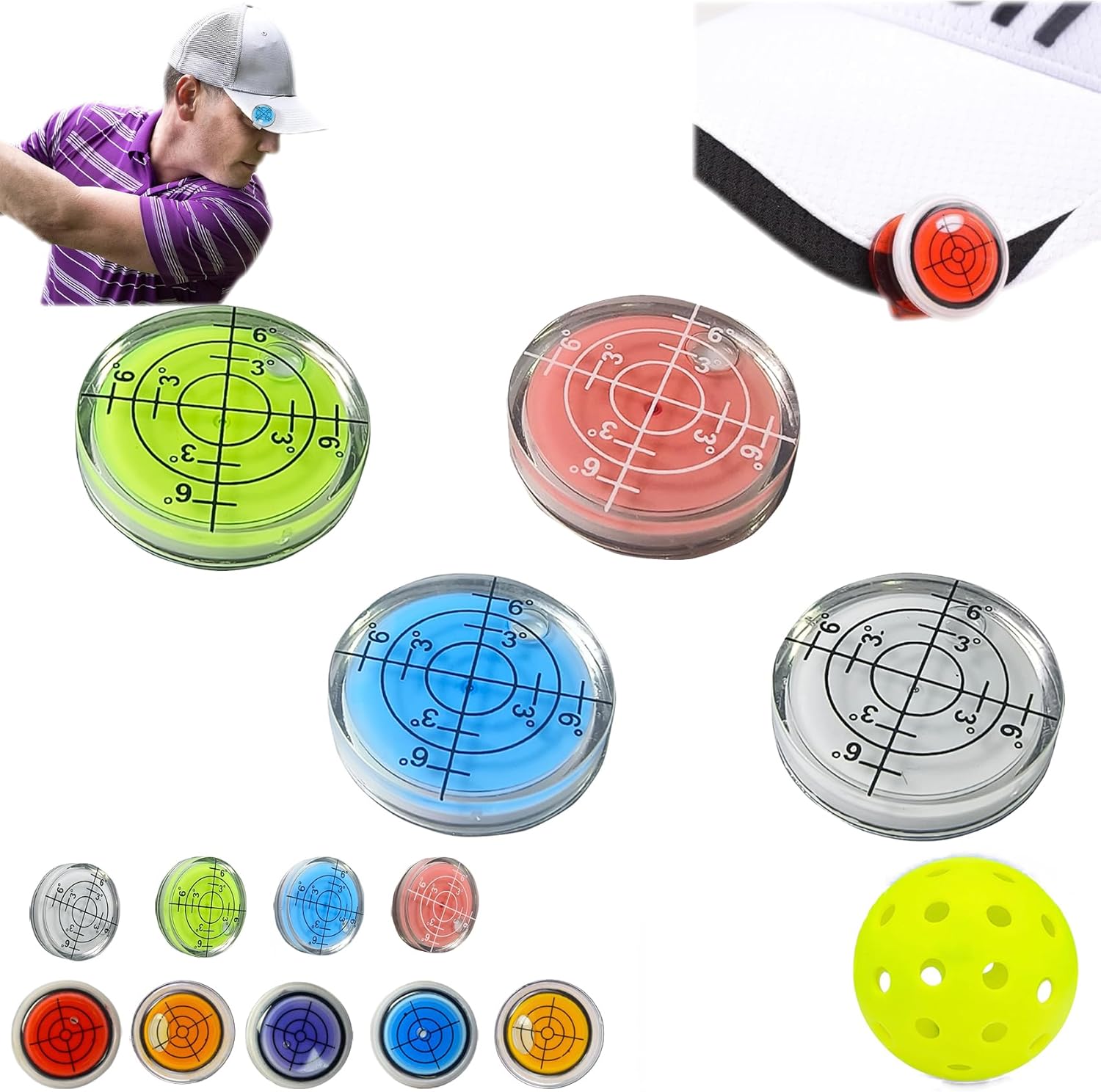 Golf Trainer - Golf Ball Marker Round Cap Clip Mark with Level Function, Golf Hat Clip with Magnetic Ball Marker, Golf Ball Line Marker Tool Accessories for Men Women Golfer
