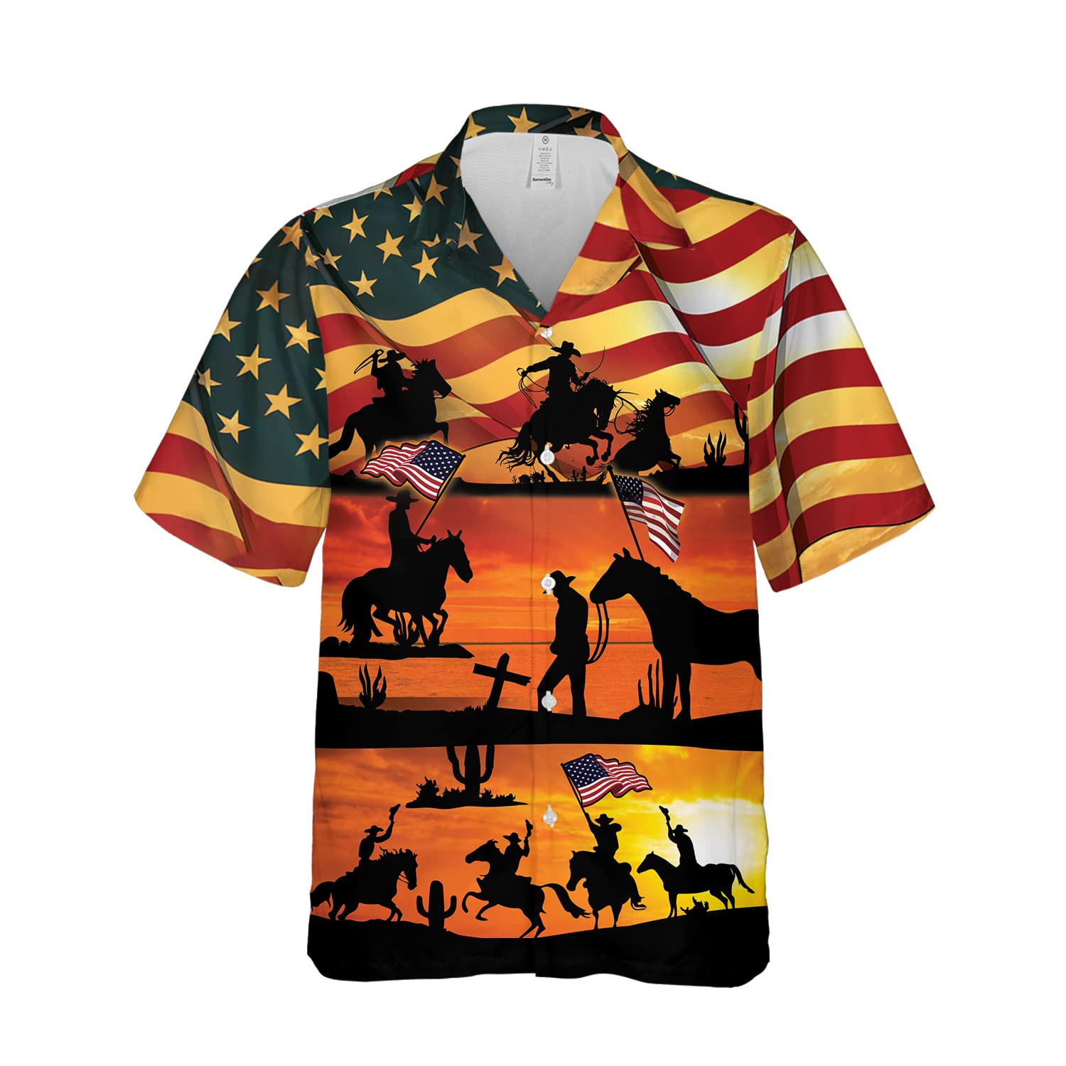 V-DECORPARKS Cowboy Hawaiian Shirts for Men - Mens Hawaiian Button Down Short Sleeve Shirts Set 04