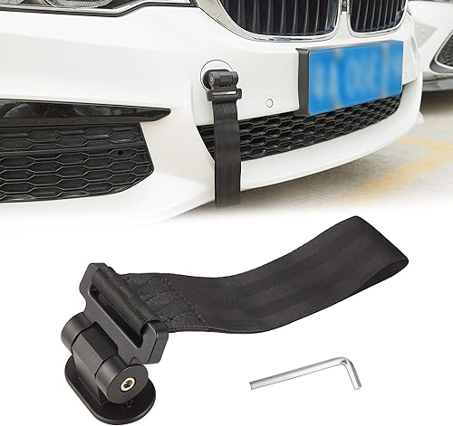 TOMALL Correa de remolque universal para remolque, correa de remolque negra para parachoques (solo decoración)
