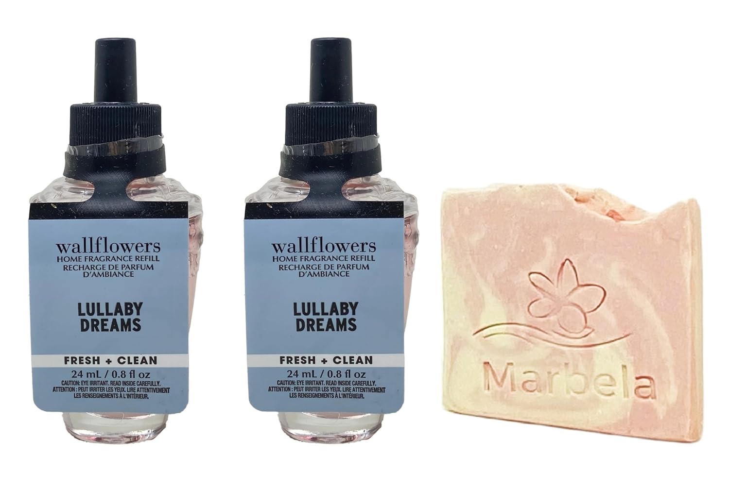 Bath & Body Works Lullaby Dreams Wallflowers Fragrance Refill 2 Pack with a Himalayan Salts Springs Sample Soap.