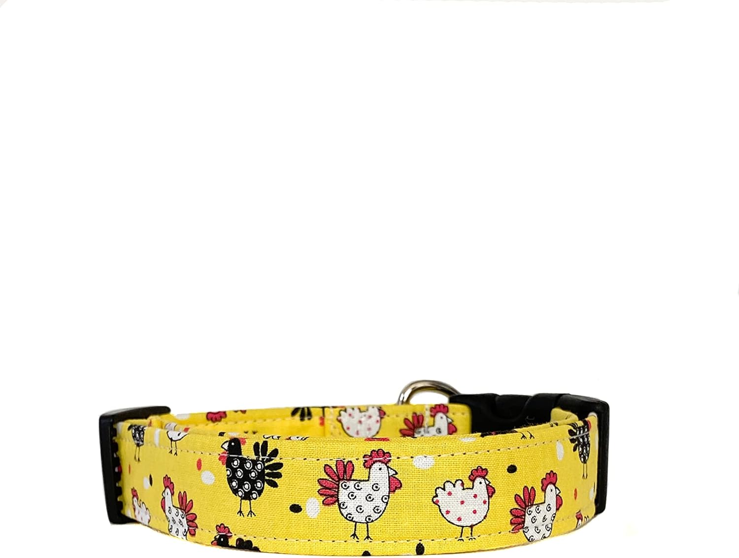 Yellow and Red Chicken Dog Collar with Buckle - Made in the USA - Handmade by Collars by Design (Large)
