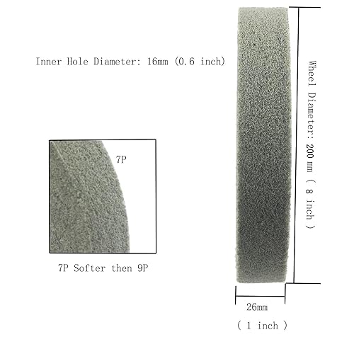 Miniatura 4 de Rueda de pulido de fibra de 8 x 1 pulgada, rueda de pulido de fibra de eje de 58 pulgadas, ruedas de pulido de aluminio de grano 180 para amoladora