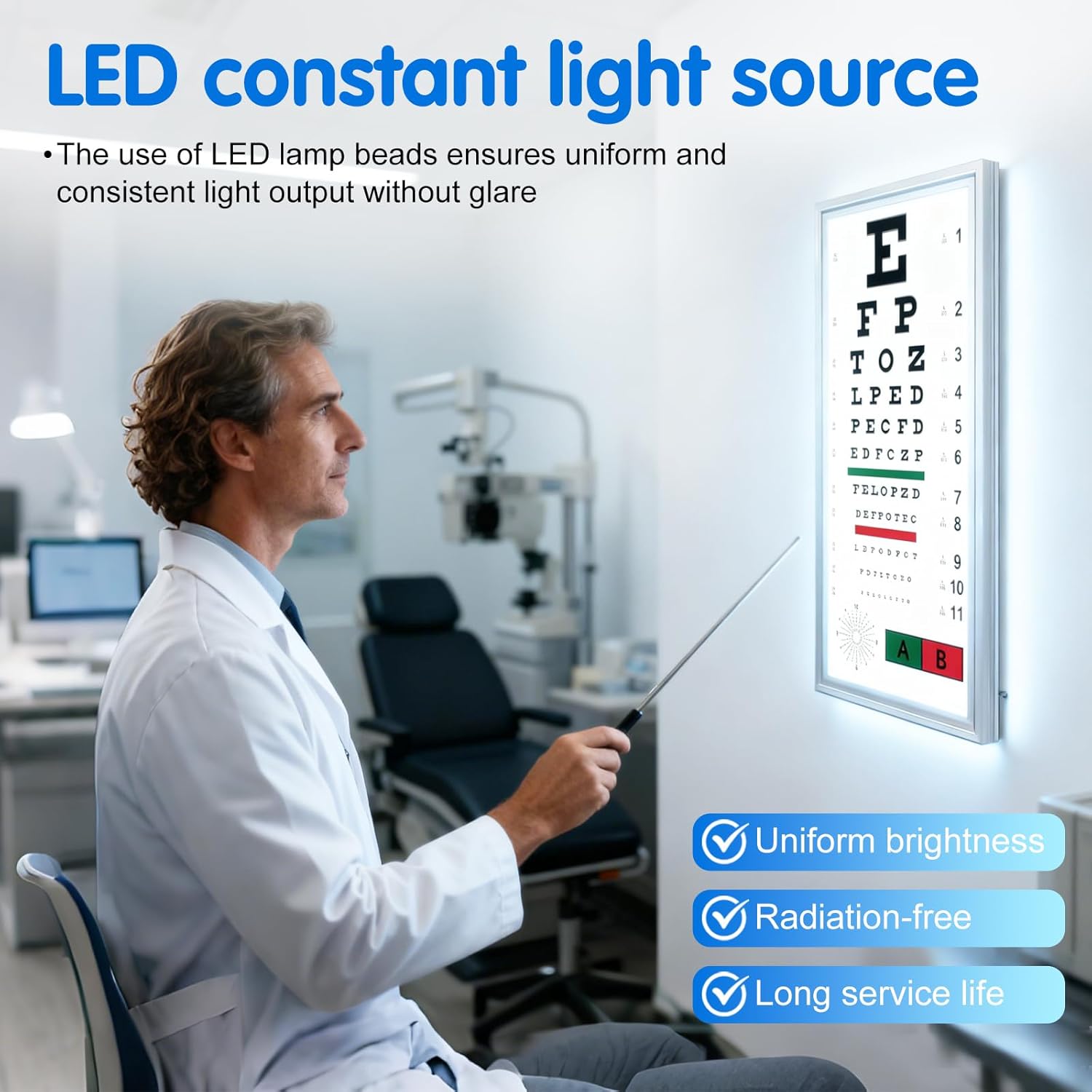 LED Eye Chart Light Box | Eye Exams Charts with Red/Green Sight Mark | Professional Astigmatism Vision Marker for Schools,Optical Shop,Clinics, Home Use