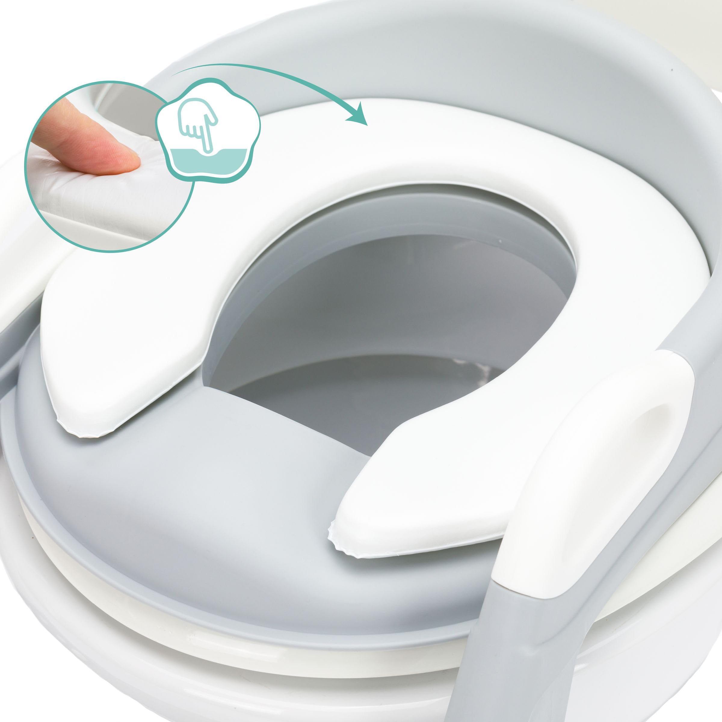 Fillikid Toilettentrainer Exklusiv | Toilettensitz mit Treppe für Kinder ab 24 Monaten | Höhenverstellbar, rutschfest & klappbar | Mit Haltegriffen & weichem Sitzpolster | Toilettentrainer | Höhenverstellbar, Rutschfest & Klappbar, Mit Haltegriffen, Weich