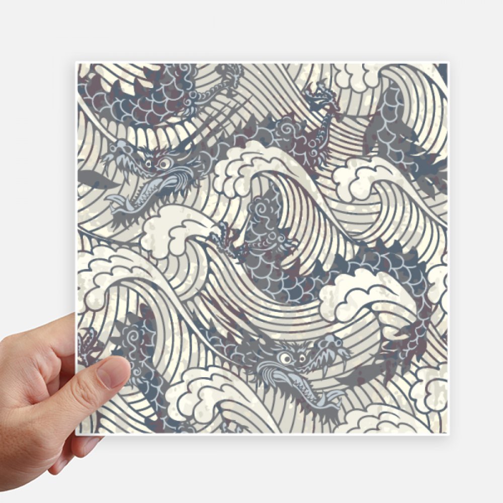 Autocollant carré dragon bleu 20 cm pour mur et valise DIYthinker