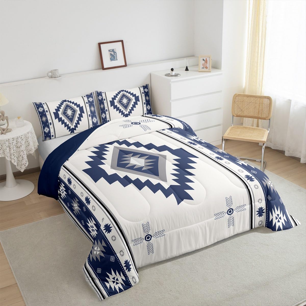 Erosebridal Bettwäsche-Set für Jungen, Western-Azteken-Bettwäsche-Set, Tribal-Südwestliches geometrisches Bettdecken-Set für Teenager, Erwachsene, Schlafzimmer, exotische Boho-Daunendecke, indische