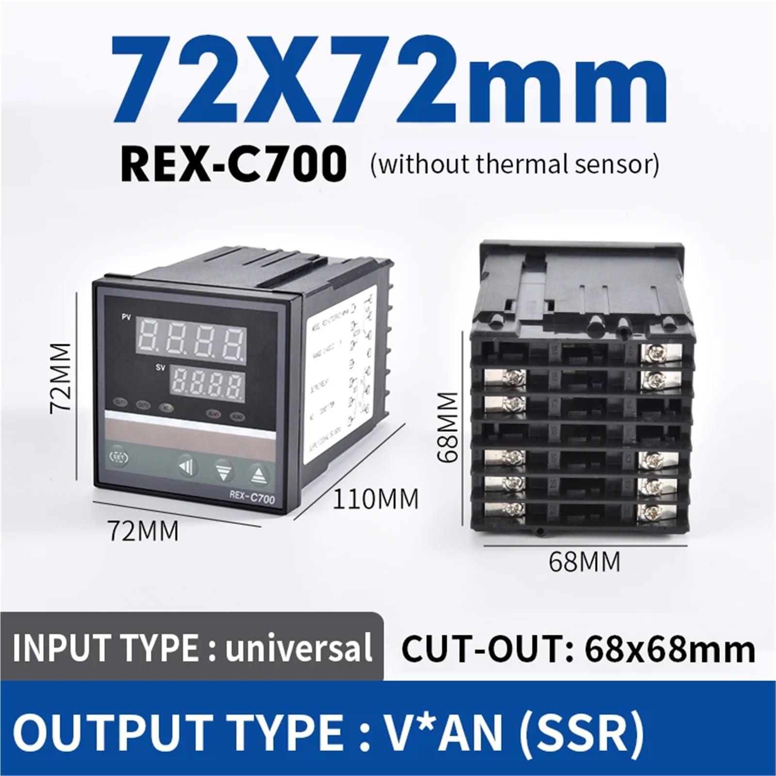 Termostato Rex-c100 220v pt100 KJ tipo termopar entrada Universal SSR/salida de relé regulador de temperatura PID 1300 ℃(Rex-C700 SSR)