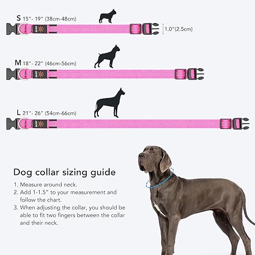 Miniatura 4 de Weesiber Collares para perros con luces LED recargables, luces reflectantes ajustables para perros para caminar por la noche (rosa, S)