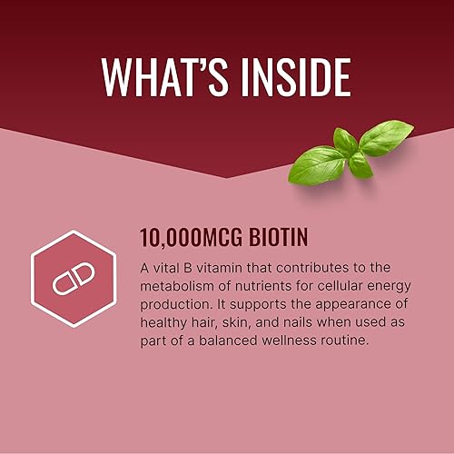 Miniatura 2 de Biotin MD - Biotina pura extra fuerte 10,000 mcg para mejorar la salud del cabello, la piel y las uñas 60 tabletas veganas fabricadas en Estados