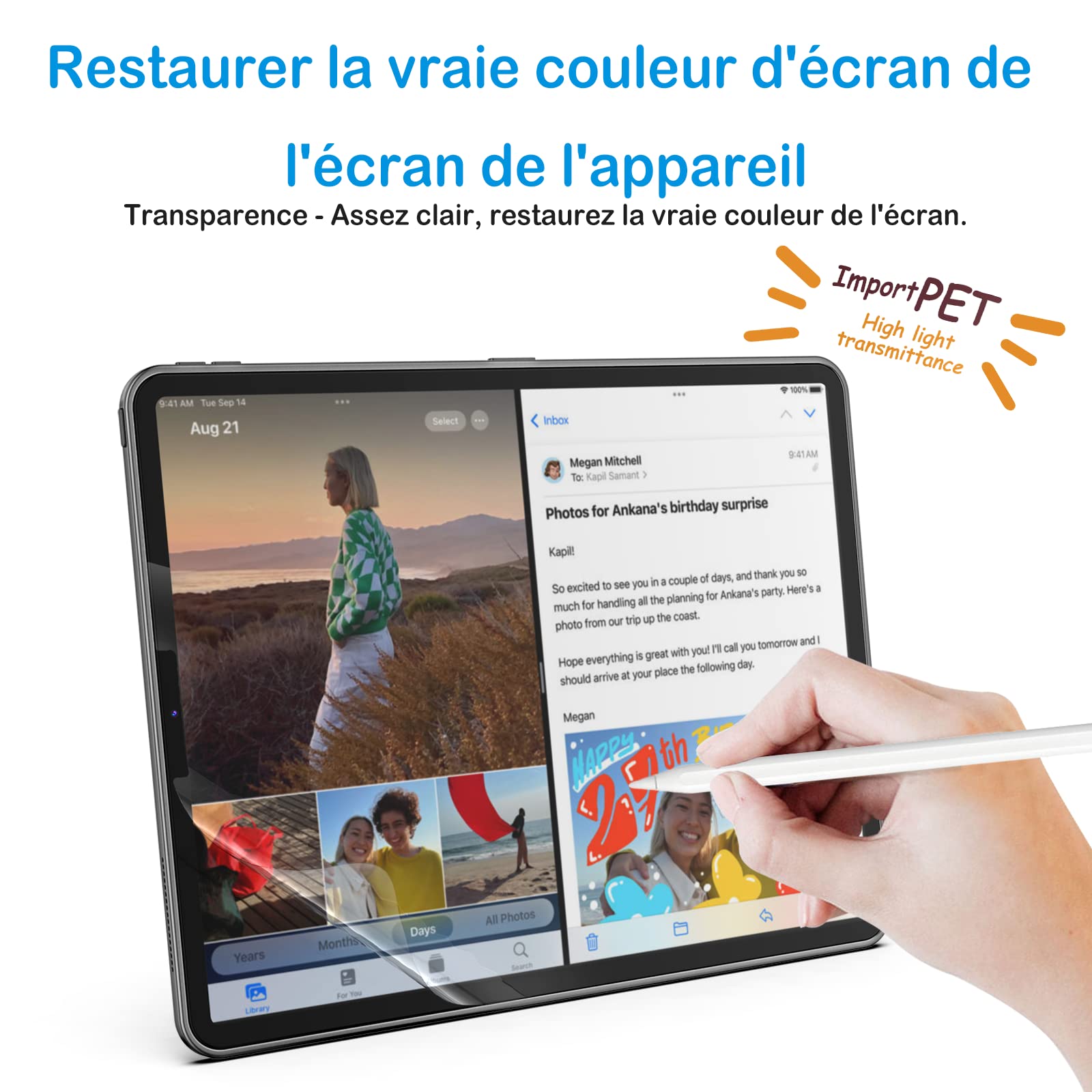 Film de protection d'écran - Paperlike - iPad Pro 12.9 2021/2022 - Transparent - Effet papier - Toucher agréable - Informatique