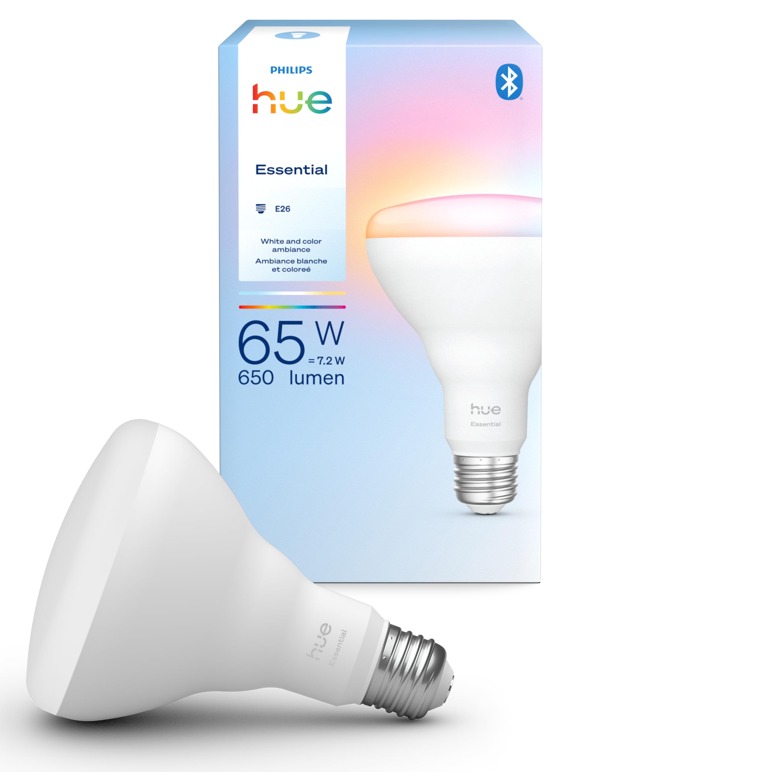 Philips Hue Essential Smart LED BR30 Bulb 1-Pack, White and Color