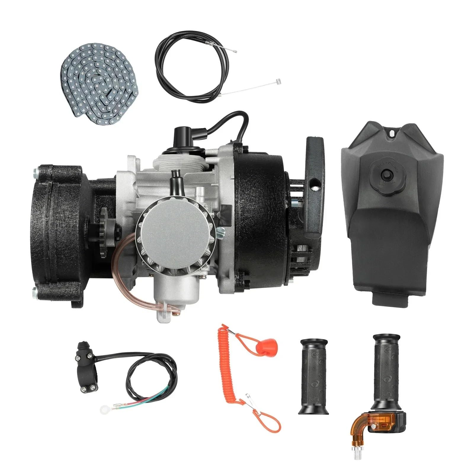 Fasce Elastiche Cilindro Cambio Interruttore Emergenza Filtro Dell'aria Carburatore Potenza Massima 7000 Giri Min Per Pocket Bike 49cc 2 Tempi Motore 3.5HP Pistone
