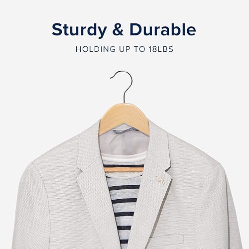 Miniatura 3 de HOUSE DAY Paquete de 80 perchas de madera natural, con acabado liso, para armario, perchas de madera maciza resistentes para ropa, chaquetas,