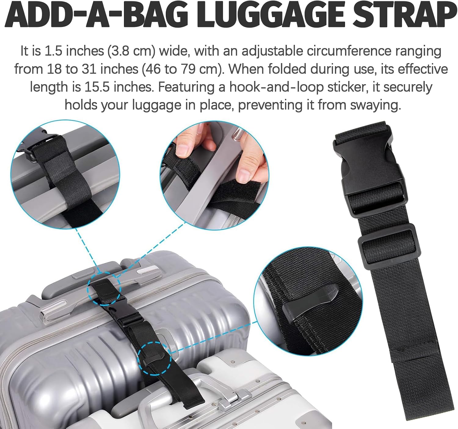 2Pcs Luggage Connector Straps for Luggage, Heavy Duty Adjustable Belts Travel Attachment Accessories for Connecting Much Suitcase (Normal and T-Type)