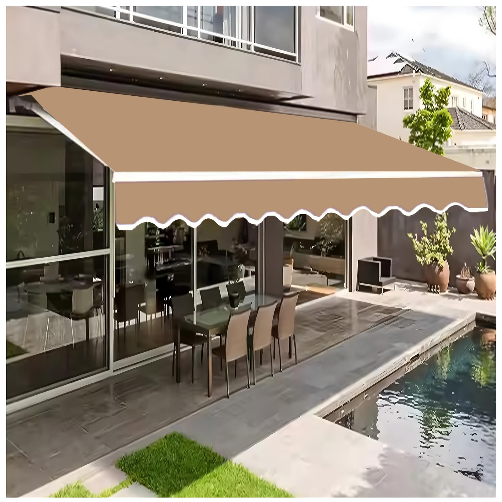 Wysuwana wymienna tkanina zaciemniająca na zewnątrz 280 g 100% poliester na patio balkon taras ogród ganek pokrowiec (rozmiar: 5 x 11 stóp/1,5 x 3 m) - bez ramy w zestawie