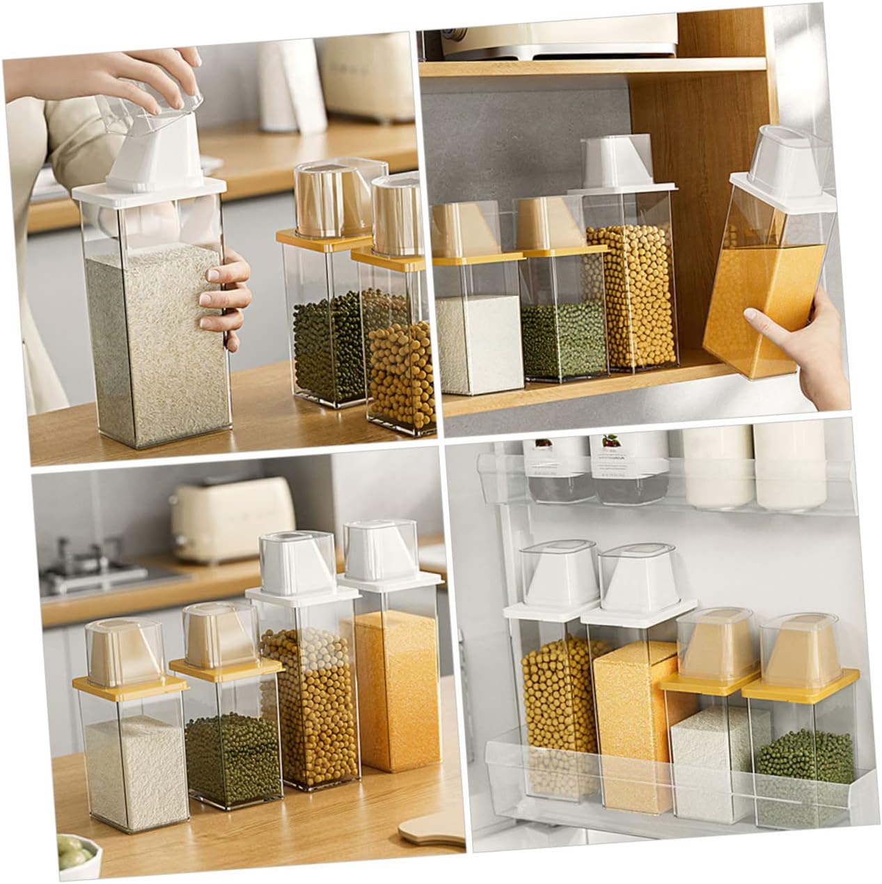 Airtight Rice Storage Container Sealed Grain Jar Window Pet Plastic Food Storage for Kitchen for Rice Cereal and Grains