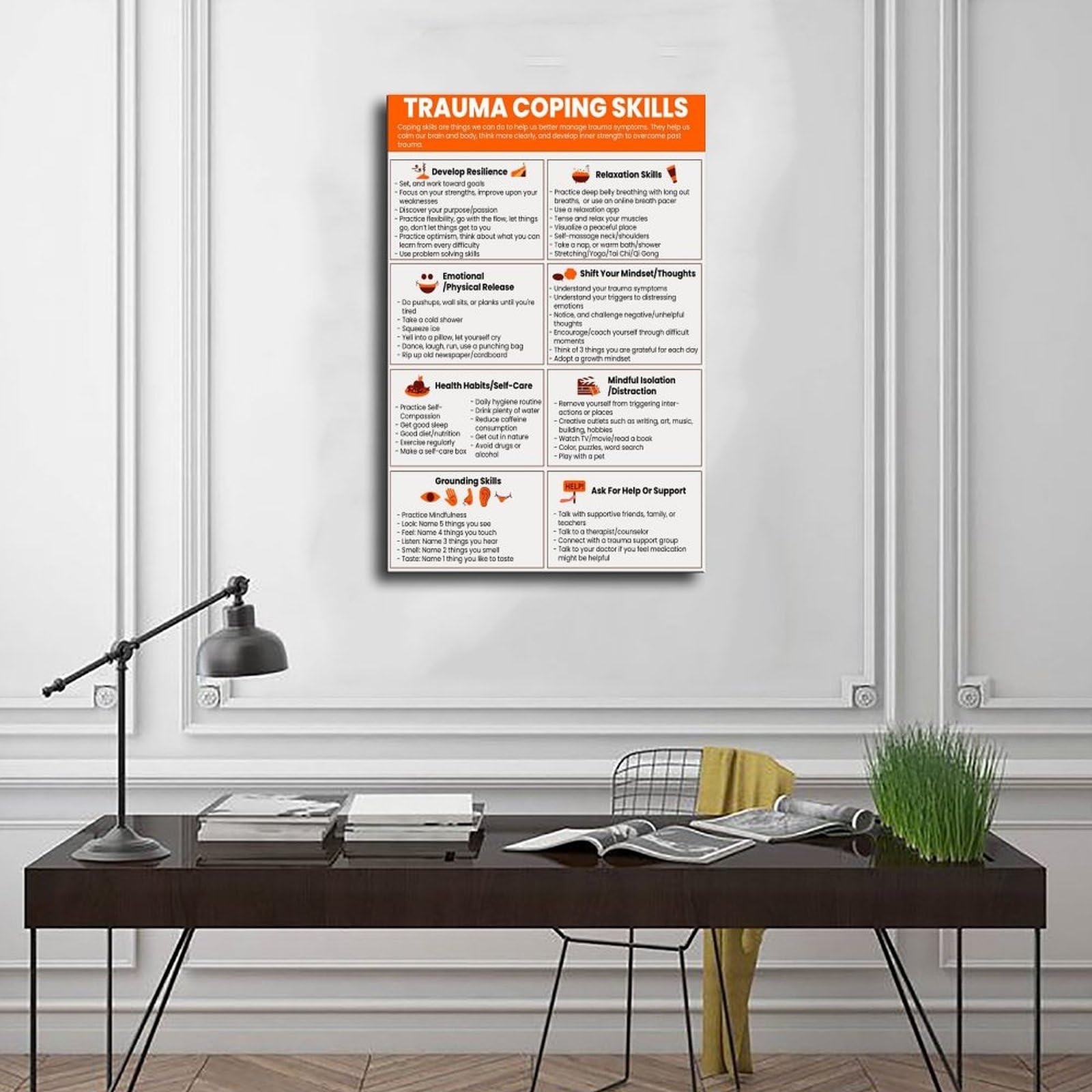 Póster de lienzo para terapia de trastorno de estrés postraumático sobre el trastorno de estrés postraumático sobre el trastorno de estrés postraumático para niños, adolescentes, jóvenes