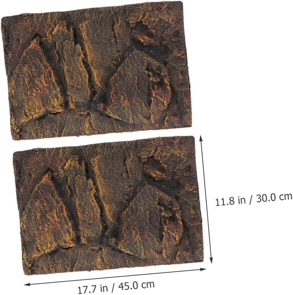 2pcs Reptile Terrarium Background Board PU Material Decorative Turtle Tank Wallpaper with Realistic Rock Texture for Aquarium and Snake Enclosures