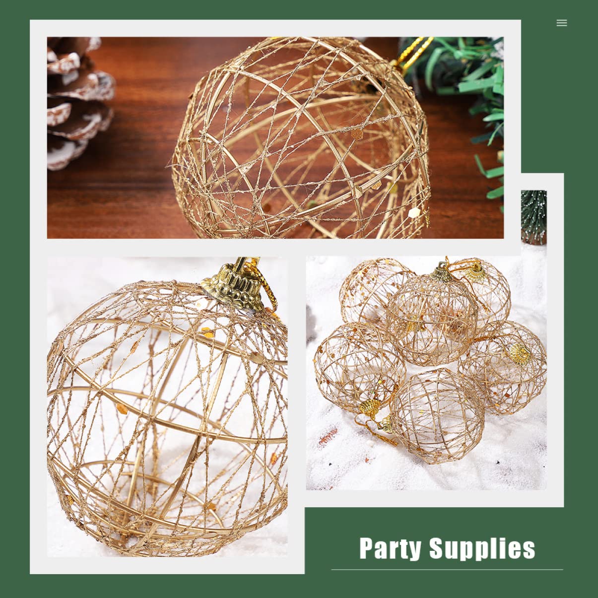 Cabilock 3 Set Di Natale Decorazioni Natalizie All'aperto Gonfiabili Natalizi Ciondolo Albero Di Natale Palline Dell'albero Di Natale Ornamenti Ferro Da Stiro Golden 12 Pezzi * 3