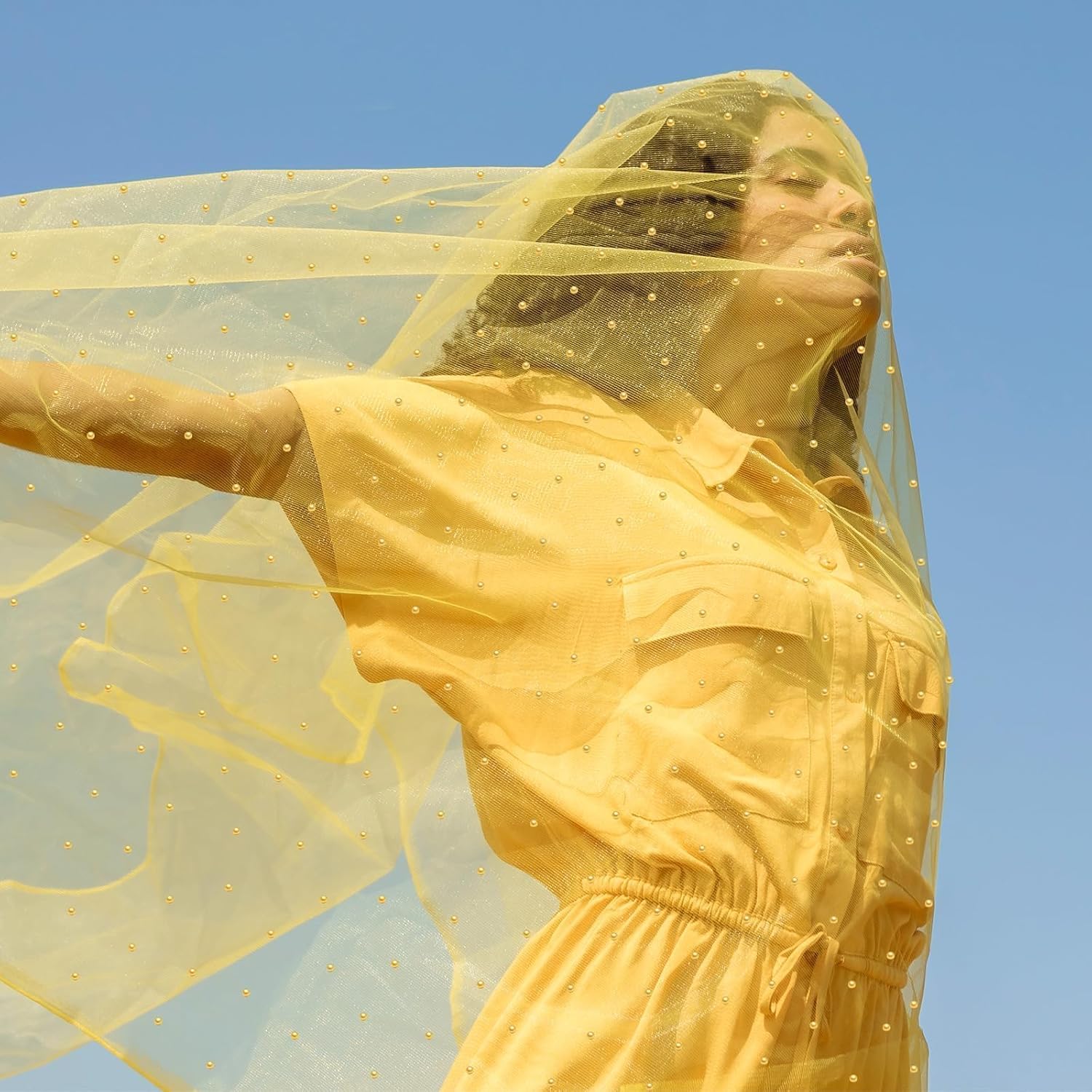 6 Pcs Pearl Table Runner 10FT, 30 x 120 Inch Yellow Boho Rustic Tulle Lace Table Runner for Spring Summer Birthday Baby Shower Wedding Party Table Decor