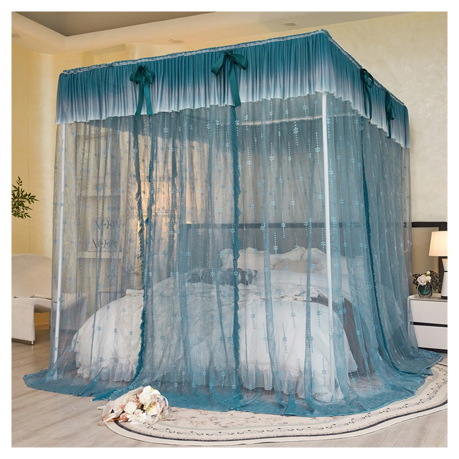 Cortinas de mosquitero para evitar picaduras nocturnas con tela de malla semitransparente