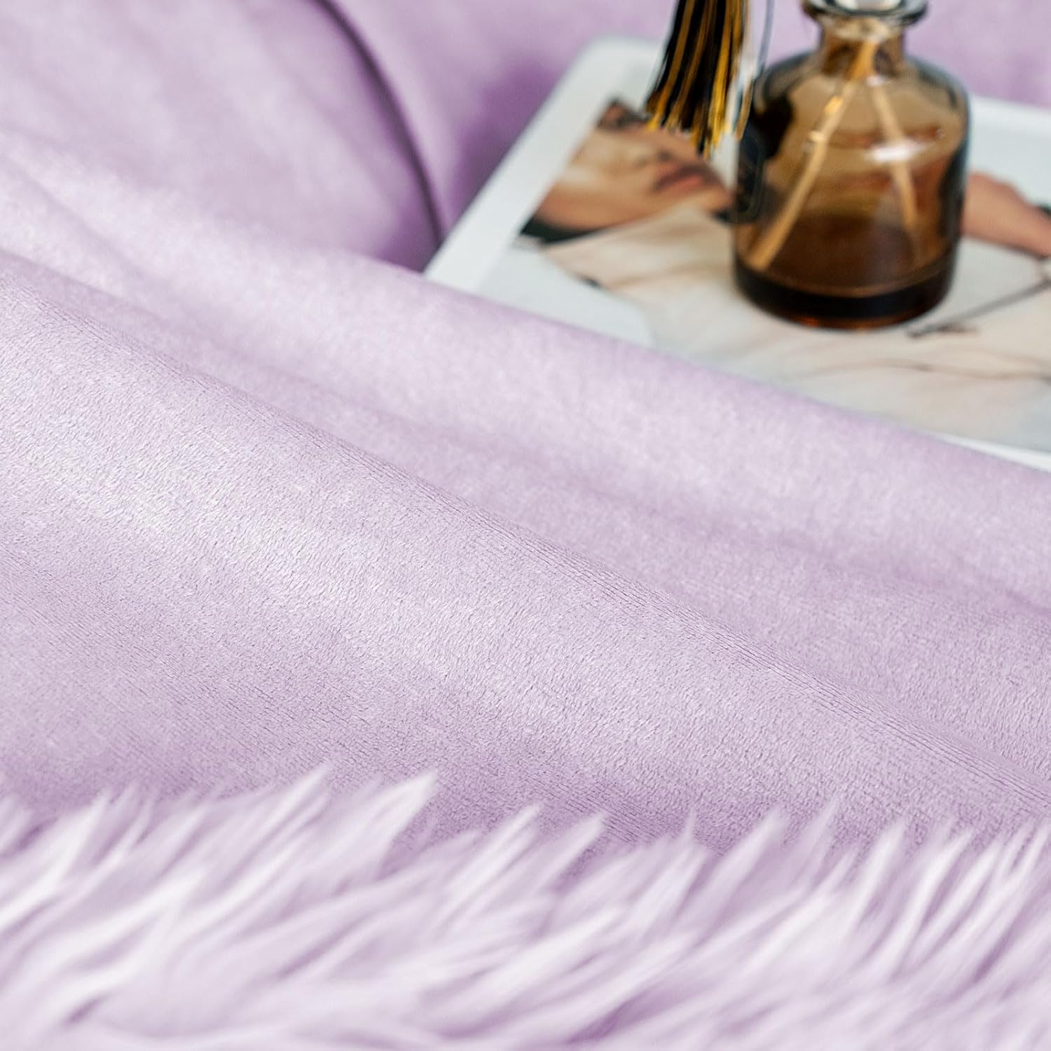 JONIYEAR Extra 2.8" Long Hair Fluffy Faux Fur Throw Blanket 50" x 60",Luxury Soft Decorative Fuzzy Furry Blankets for Couch, Cozy Plush Shaggy Blankets for Sofa Bed, Cute Lovely Blanket for Pet,Purple - Image 4