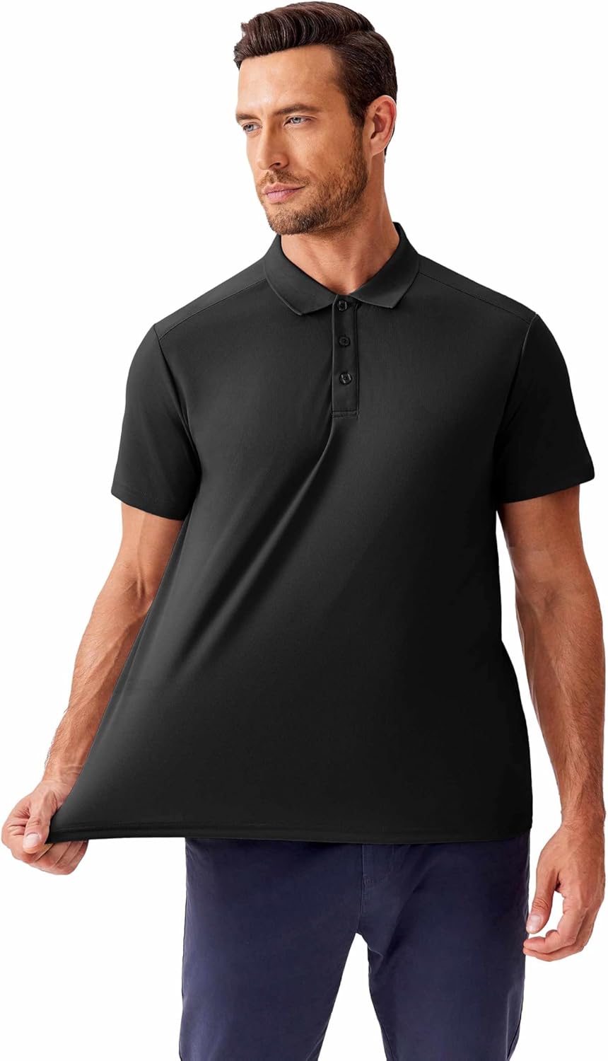 PINSPARK Golf Polo Shirts for Men Quick Dry Short Sleeve Collared Shirt Slim Fit Casual Solid Stylish Polos Shirt - Image 5