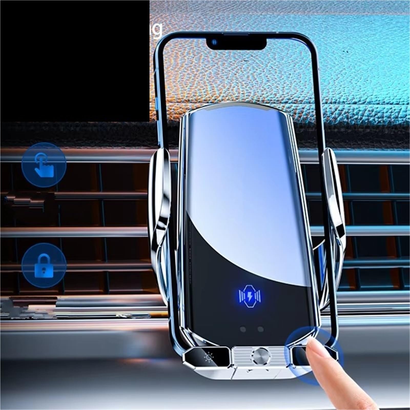 para Xiaomi Inducción Infrarroja Universal Carga Rápida Cargador Inalámbrico Soporte Magnético Automático para Teléfono Soporte Móvil Coche(Black)