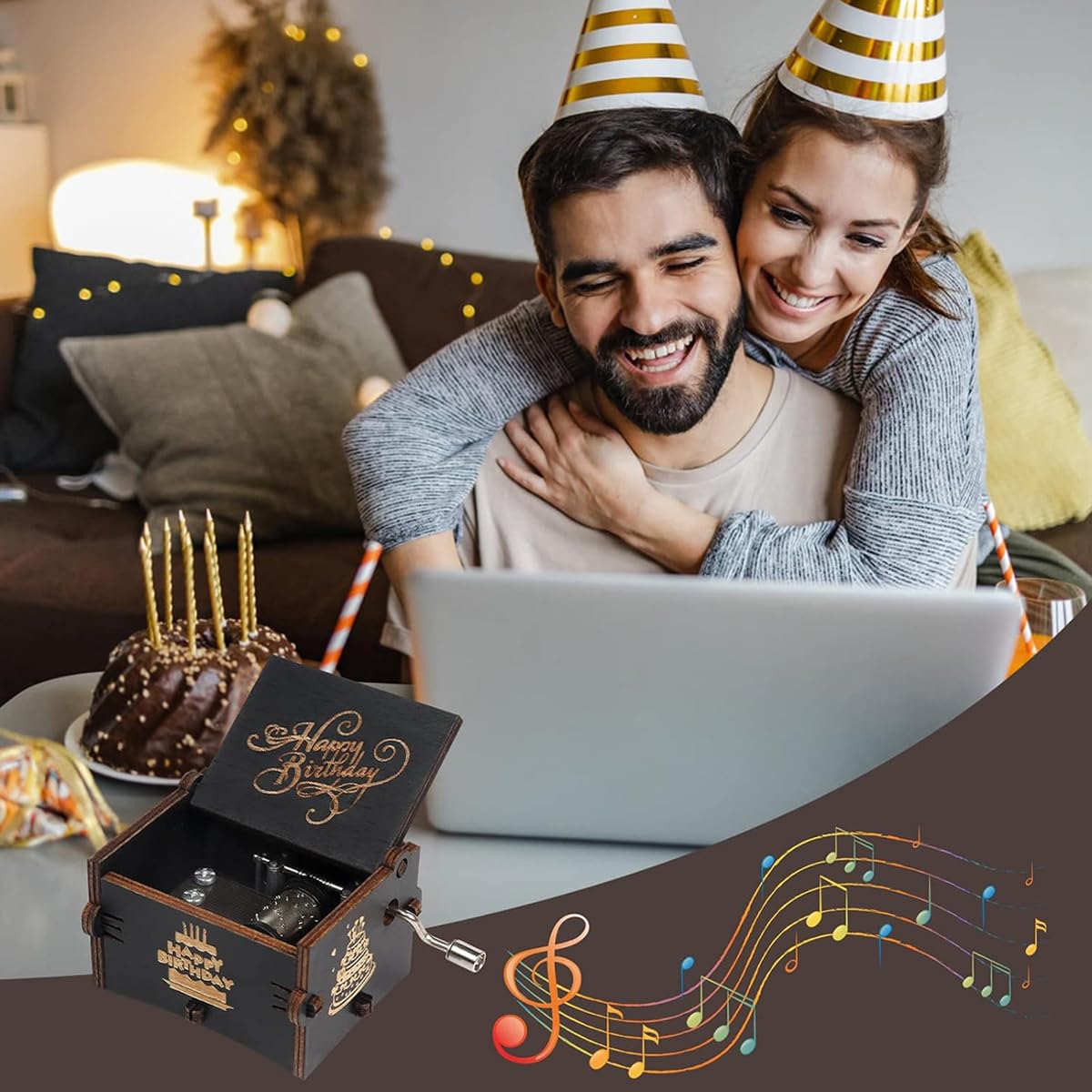 Vintage Hand Crank Music Box - Happy Birthday Gift -5