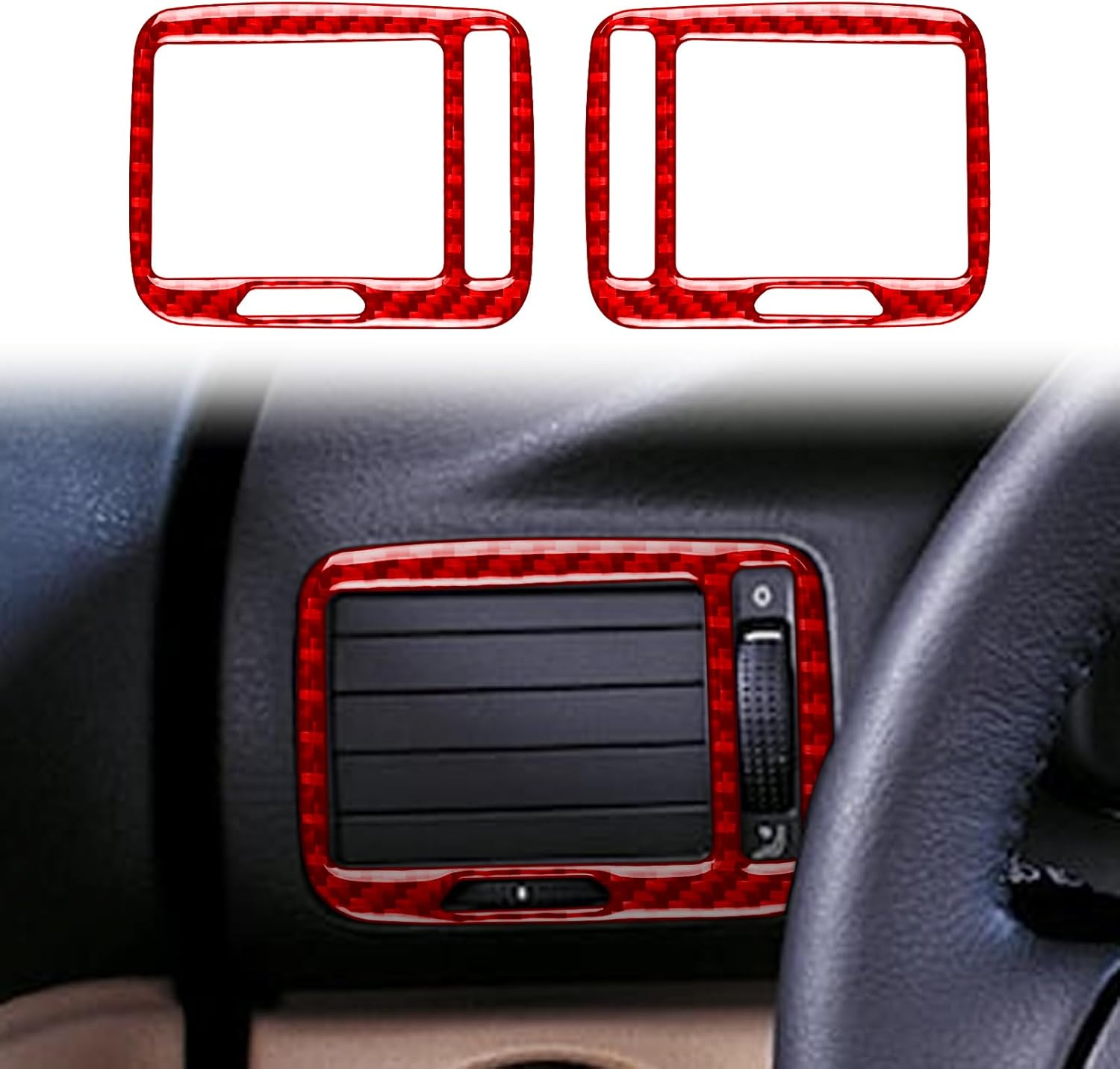 Car Dashboard Side Air Vents 2pcs Decals Red Carbon Fiber Accessories Protections Stickers Compatible with Volkswagen Passat B5 2001 2002 2003 2004 2005