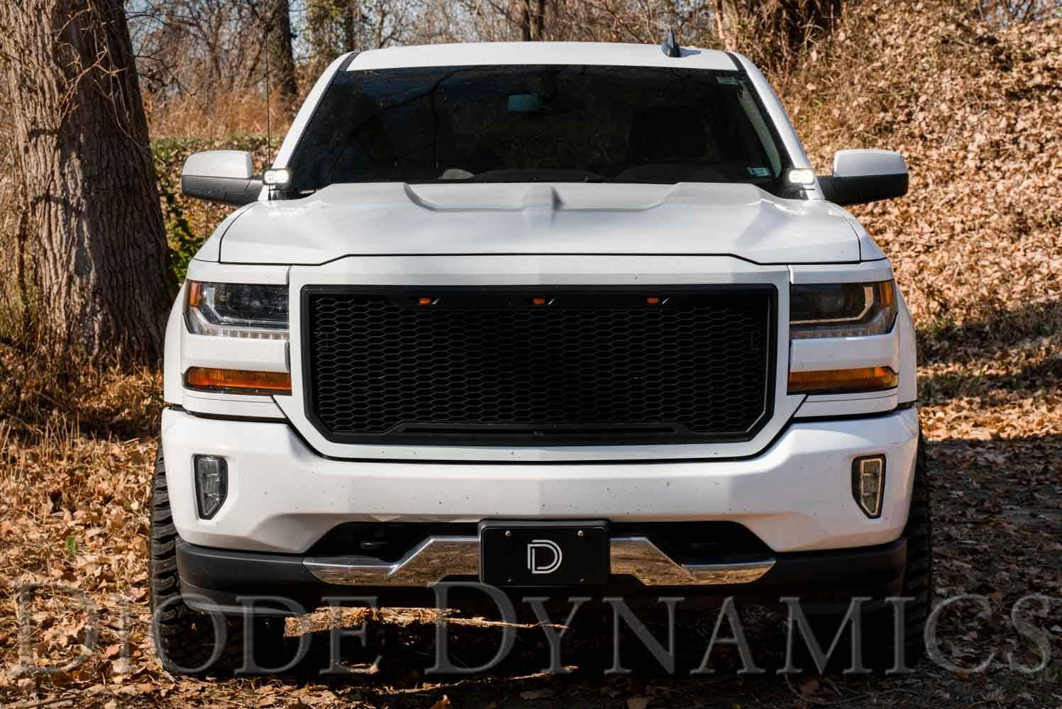 Diode Dynamics Stage Series Backlit Ditch Light Kit compatible with Chevrolet Silverado 1500 2014-2019, SS3 Pro White Combo