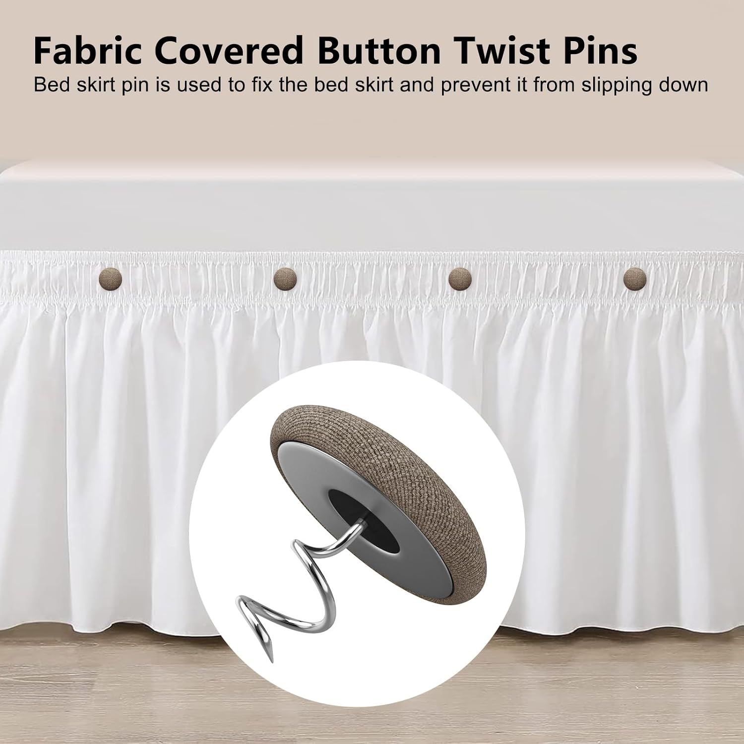 Fabric Covered Twist Pins for Upholstery, 8 Colors, Button Pins for Sofa, Bed Skirts, Slipcovers (12 Brown)