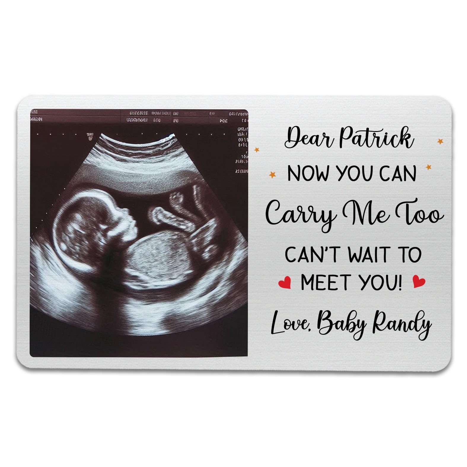 Personalized Add Photo Baby Ultrasound Wallet Insert, Now You Can Carry Me Too Metal Wallet Card, Customized Father Wallets Cards With Names, Picture