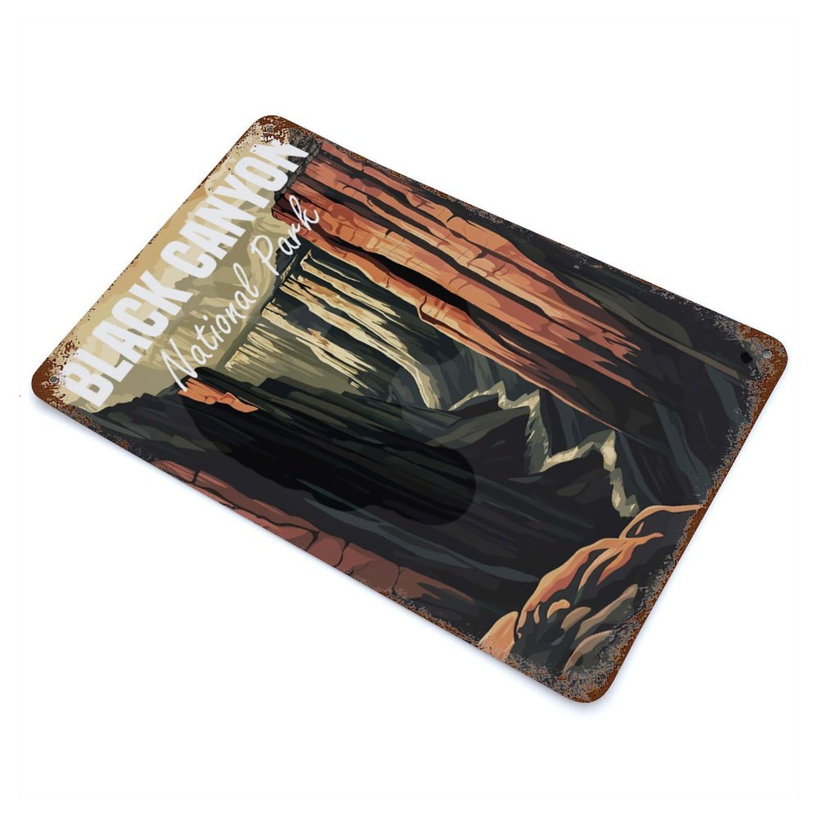 Black Canyon National Park 11.8"x7.9" Weathered Tin Sign, Rustic Home Decor for Living Room, Hallway And Home Decor