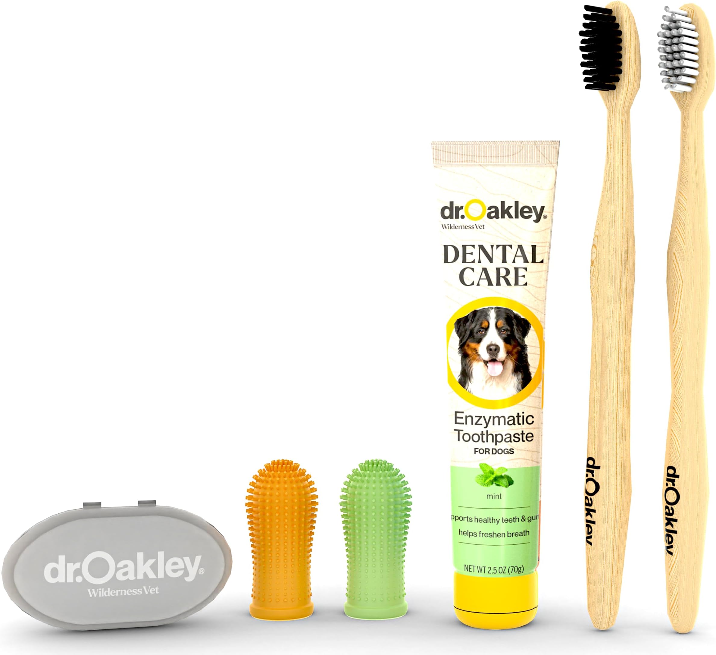 Dental Toothbrush Kit for Dogs & Cats - Finger Brush for Small Pets and Soft Brushes for Large or Older Natural and Safe Mint Flavor