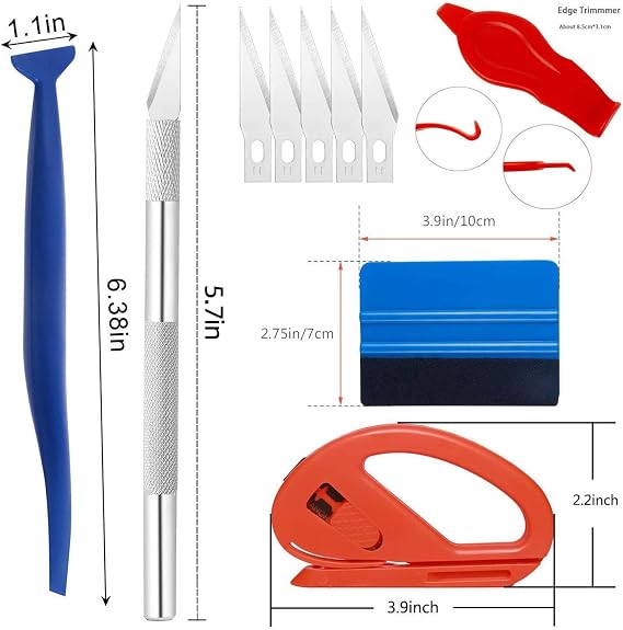 Vinyl Wrap Tools, Window Film Application Kit For Car Wrapping, Window Tint | Felt Edge Squeegee, High-Elastic Rubber Material, Bubble-Free Car Wrapping Tools, Compatible With Home